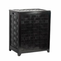 Oceanstar Mahogany Finished Rectangular Veneer Laundry Wood Hamper with Interior Bag