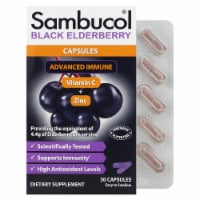 Sambucol Black Elderberry Capsules Advanced Immune + Vitamin C + Zinc - 30 Capsules