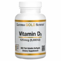 Vitamin D3, 5,000IU, Cholecalciferol from Lanolin, 125 mcg, 360 Fish Gelatin Softgels