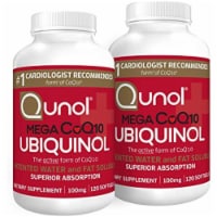 Ubiquinol CoQ10100mg Softgels, Qunol Mega - Superior Absorption - 120Count (Pack of2)