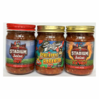 Stadium Salsa Blazing Three Hot Sauces, Hot, Pineapple Habanero, Holy Toledo XXHOT Salsa