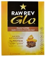 RAW REV Glo Peanut Butter Dark Chocolate & Sea Salt Bars