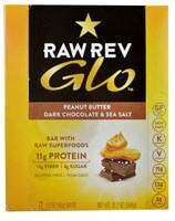 RAW REV Glo Peanut Butter Dark Chocolate & Sea Salt Bars