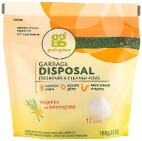 GrabGreen Tangerine with Lemongrass Garbage Disposal Freshener & Cleaner 12 Count