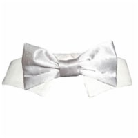 Pooch Outfitters PSBT-XXL Silver Satin Bow Tie, Silver - 2XL