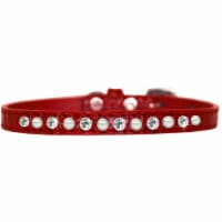 Pearl and Clear Jewel Croc Dog Collar Red Size 16