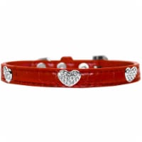 Croc Crystal Heart Dog Collar Red Size 12