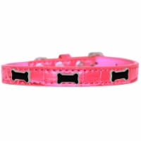 Black Bone Widget Croc Dog Collar Bright Pink Size 16