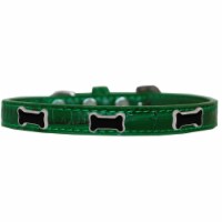Black Bone Widget Croc Dog Collar Emerald Green Size 18