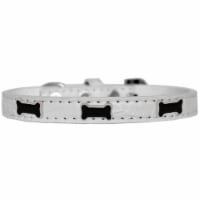 Black Bone Widget Croc Dog Collar White Size 12
