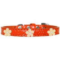 Gold Flower Widget Croc Dog Collar Orange Size 18