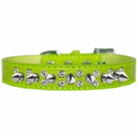 Double Crystal and Spike Croc Dog Collar Lime Green Size 12