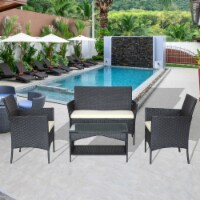 Patio outdoor rattan furniture -4 piece loveseat +2 armchair+coffee table for garden 4 PC Gar