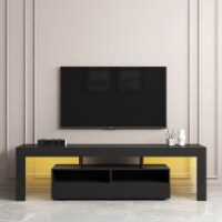 Living Room Furniture TV Stand Cabinet with 2 Drawers & 2 open shelves, 20-color RGB LED ligh