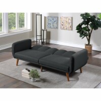 Elegant Modern Sofa Black Polyfiber 1pc Sofa Convertible Bed Wooden Legs Living Room Lounge G