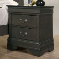 1pc Nightstand Gray Louis Philippe Solid wood English Dovetail Construction Nickel Hanging Pu