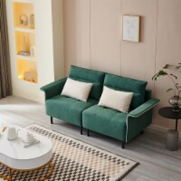 HQ-282 Sofa Couch, Suede Mid-Century Tufted Loveseat for Living Room(GREEN)