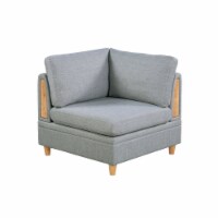 Living Room Furniture Corner Wedge Light Grey Dorris Fabric 1pc Cushion Wedge Sofa Wooden Leg