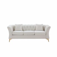 Modern Chesterfield Curved Sofa Tufted Velvet Couch 3 Seat Button Tufted Loveseat with Scroll