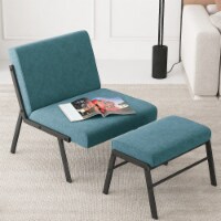 Accent Chair with Ottoman, Modern Upholstered Accent Chair, Linen Sofa Chair with Ottoman Foo