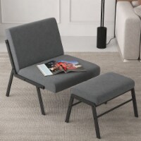 Accent Chair with Ottoman, Modern Upholstered Accent Chair, Linen Sofa Chair with Ottoman Foo