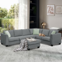 112*87 Sectional Sofa Couches Living Room Sets 7 Seats Modular Sectional Sofa with Ottoman L