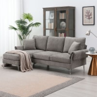 84 Convertible Sectional Sofa, Modern Chenille L-Shaped Sofa Couch with Reversible Chaise L