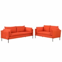 2 Piece Sofa Sets Modern Linen Fabric Upholstered Loveseat and 3 Seat Couch Set Furniture for