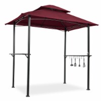 Outdoor Grill Gazebo 8 x 5 Ft, Shelter Tent, Double Tier Soft Top Canopy and Steel Frame with