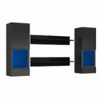 ON-TREND 4 PCs Modern High Gloss Wall Mount Floating Entertainment Center with 16-color RGB L