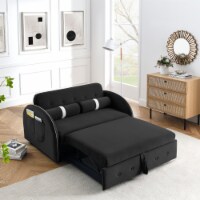 Modern 55.5 Pull Out Sleep Sofa Bed 2 Seater Loveseats Sofa Couch with side pockets, Adjusta