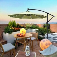 10 ft Outdoor Patio Umbrella Solar Powered LED Lighted Sun Shade Market Waterproof 8 Ribs Umb