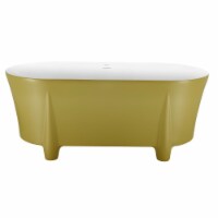 59 100% Acrylic Freestanding Bathtub，Contemporary Soaking Tub，White inside and gold outside，