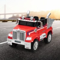 12V Kids Battery Electric Ride On Car Toy, Optimus Prime Truck with Remote Control, Transform