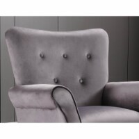 Stylish Living Room Furniture 1pc Accent Chair Grey Button-Tufted Back Rolled-Arms Black Legs