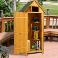 30.3 X 21.3 X 70.5 H Outdoor Storage Cabinet Tool Shed Wooden Garden Shed Natural