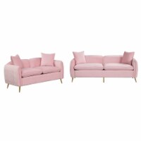 2 Piece Velvet Upholstered Sofa Sets, Loveseat and 3 Seat Couch Set Furniture with 2 Pillows