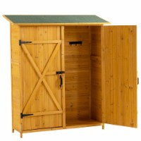 56 L x 19.5 W x 64 H Outdoor Storage Shed with Lockable Door, Wooden Tool Storage Shed w/Deta