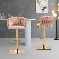 Vintage Bar Stools with Back and Footrest Counter Height Dining Chairs