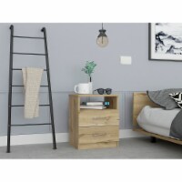 Napoles Nightstand, Superior Top, Two Drawers, One Shelf -Light Oak