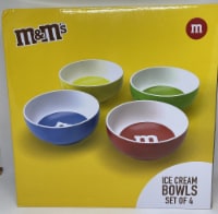 M&m's World Characters Lentil Ice Cream Ceramic Bowls Set Of 4 New With Box