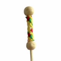 PacknWood 4.4 In. Fuji Bamboo Pick With Natural Beads And Yellow Design- Pack Of 2000