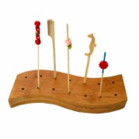 PacknWood 6.25 x 1.9 In. Waved 14 Holes Bamboo Pick Holder 14 Holes- Pack Of 10