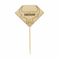 PacknWood 3.7 In. Diamond Shaped Medium Steak Marker With Bull Head- Pack Of 1000