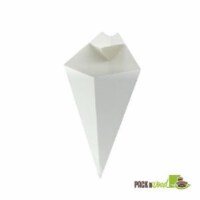 Packnwood White Paper Cone with Built-In Sauce Cup - 8.9 in.