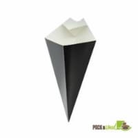 Packnwood Black Cone with Built-In Sauce Cup - 8.94 in.