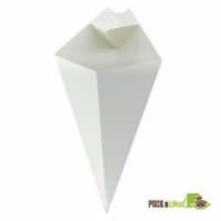 Packnwood White Paper Cone with Built-In Sauce Cup - 11 in.