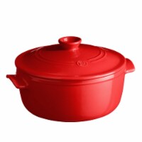 Emile Henry Round Ceramic 4.2 Quart Dutch Oven for Kitchen & Grill, Burgundy Perspective: Main