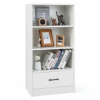 Hivvago 48 Inch Tall 4 Tiers Wood Bookcase with Drawer-White Perspective: Main