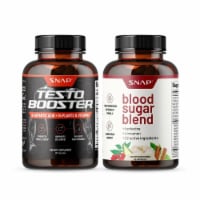 Testosterone Booster 90Cap + Blood Sugar Health Blend Supplement Bundle